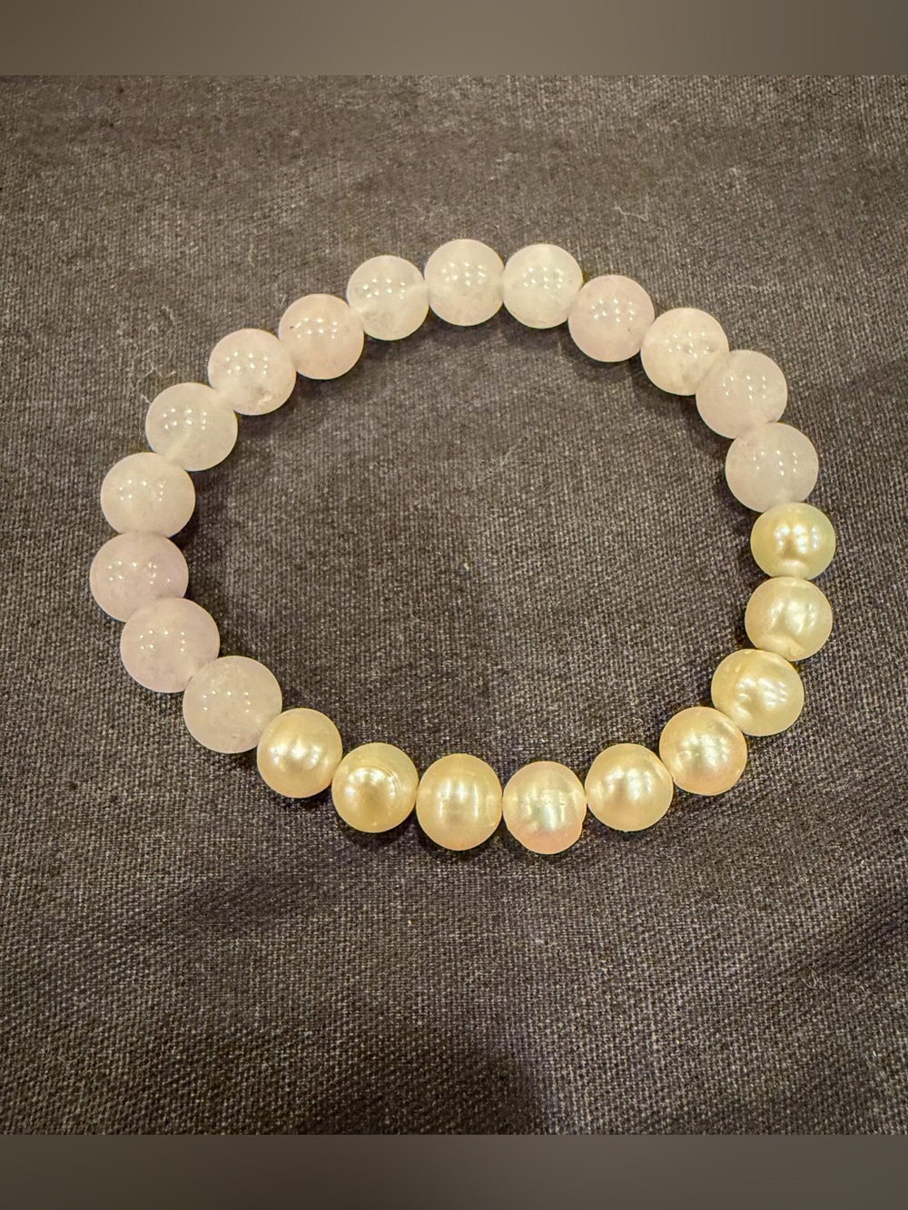 New Genuine Freshwater Pearl & Pale Aquamarine Stones Stretch Bracelet Japan
